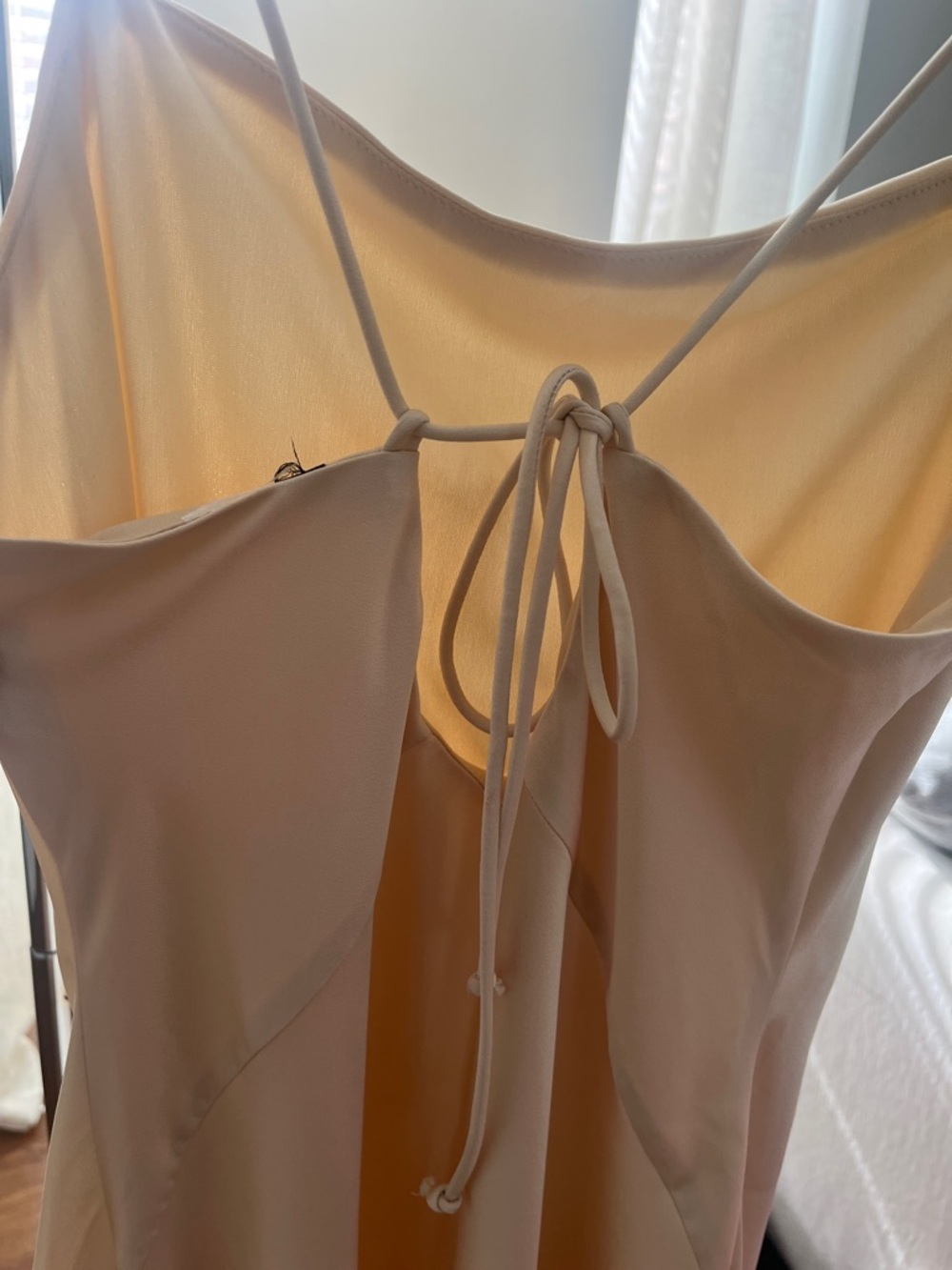 Zara Cream Satin Slip Dress with Tie Back - Picture 2 of 2